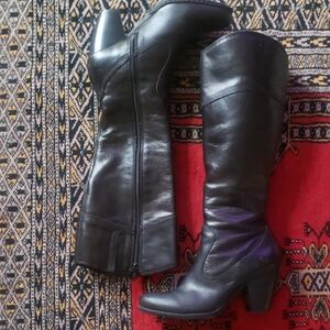 boc Black Leather Heeled Boots